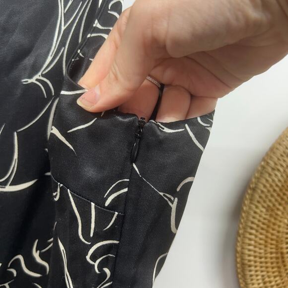 Zara Neutral Black White Sleeveless Rabbit Print Satin Slip Midi Dress XS - Picture 5 of 7